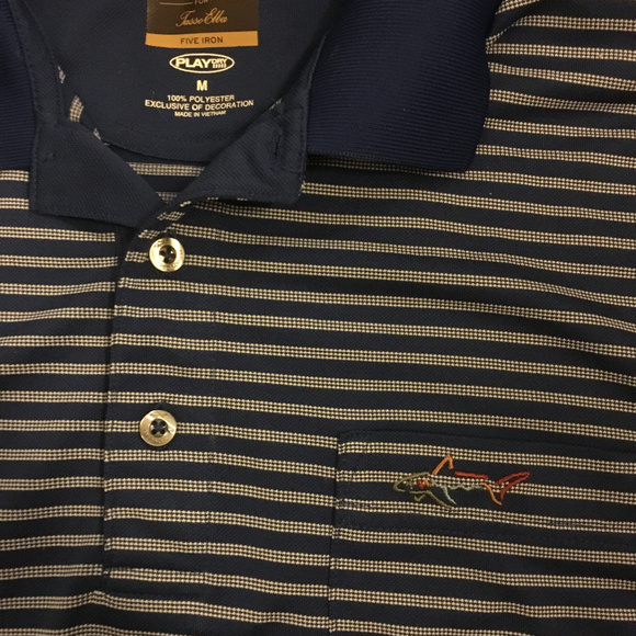 Greg Norman for Tasso Elba, Blue Striped Golf Polo - Picture 3 of 3